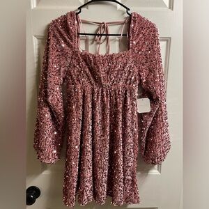 Altar'd State Blush Sequin Dress